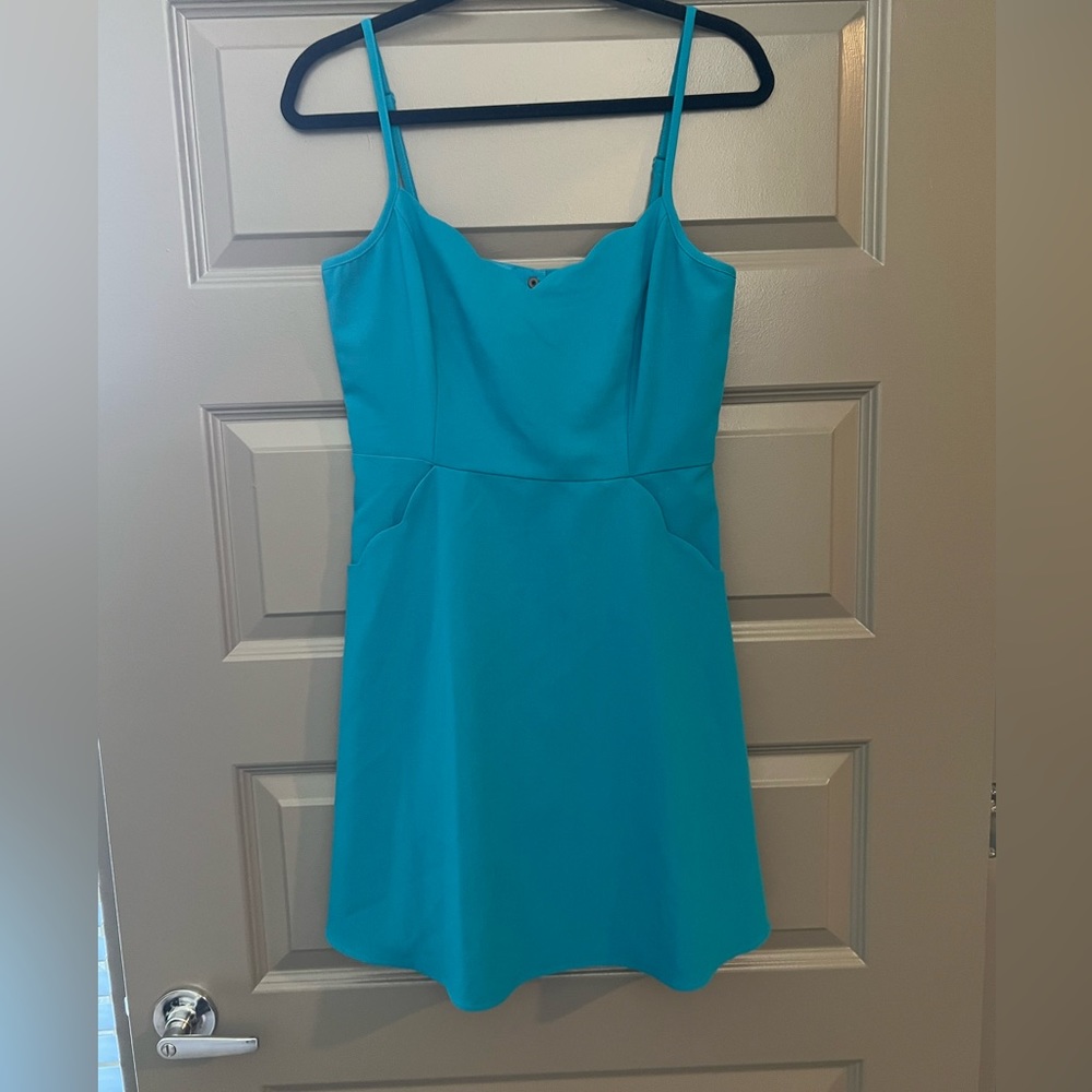 Market & Spruce brand. Blue spaghetti strap dress with scallop detail. Size M.